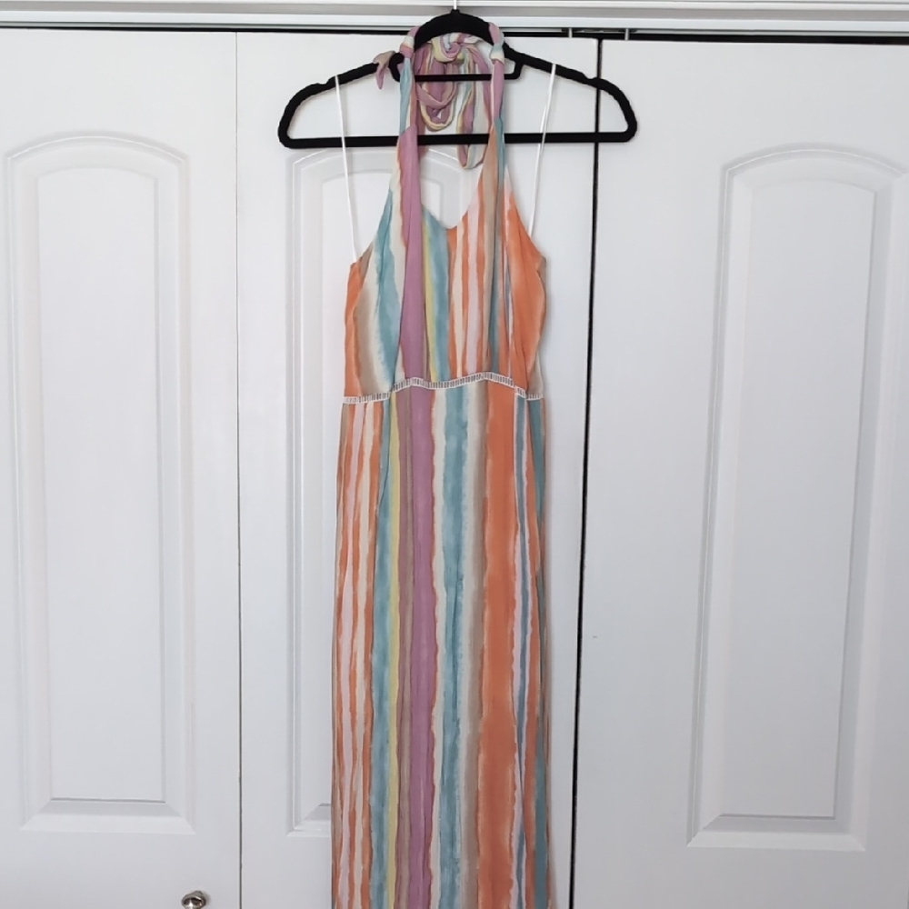 Gilli Striped Halter Maxi Dress